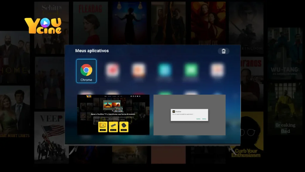 Baixe o Youcine usando USB